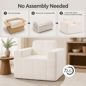 Boneless Single Sofa Chair Cloud Sofa with Terry Cloth Upholstery-Beige view 6