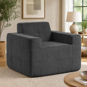 Boneless Single Sofa Chair Cloud Sofa with Terry Cloth Upholstery-Grey view 2