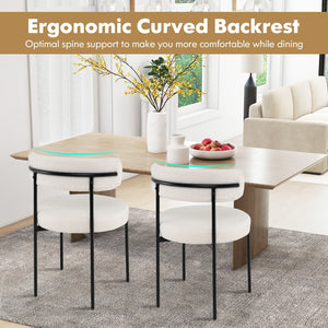 Boucle Dining Chair with Curved Backrest and Metal Legs Set of 4-White view 6