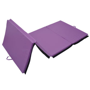 Soozier Tumbling Mats 4ftx10ftx2inch PU Leather Gymnastics Gym Mat Arts Folding Yoga Exercise Mat Pad 4 Panel Purple