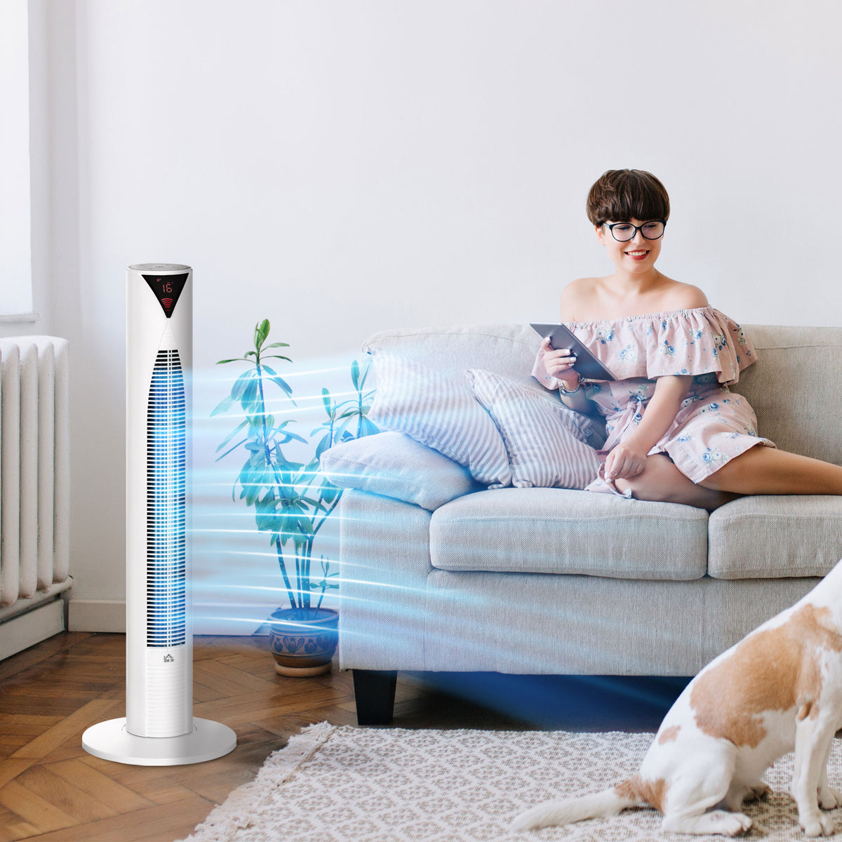 Freestanding Tower Fan Cooling for Home Bedroom with 3 Speed, 12h Timer, Oscillating, LED Sensor Panel – view 14