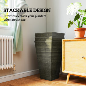 Tall Planter for Outdoor Plants Set of 3, 28 Inch Taper Planter with Drainage Holes, Bronze – view 6