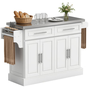 Stainless Steel Kitchen Island with Storage and Stainless Steel Top, Kitchen Trolley with Drawers – view 15