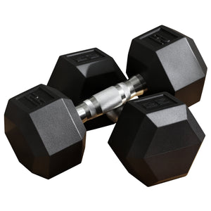 Soozier 2 x 10lbs Rubber Dumbbells Weight Set, Dumbbell Hand Weight for Body Fitness Training for Home Office Gym