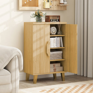 Buffet Cabinet with Double Doors and Raised Legs-Natural view 2