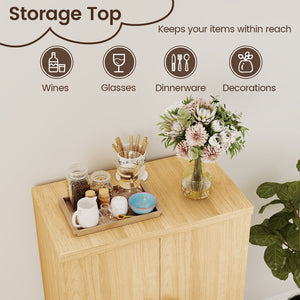 Buffet Cabinet with Double Doors and Raised Legs-Natural view 8
