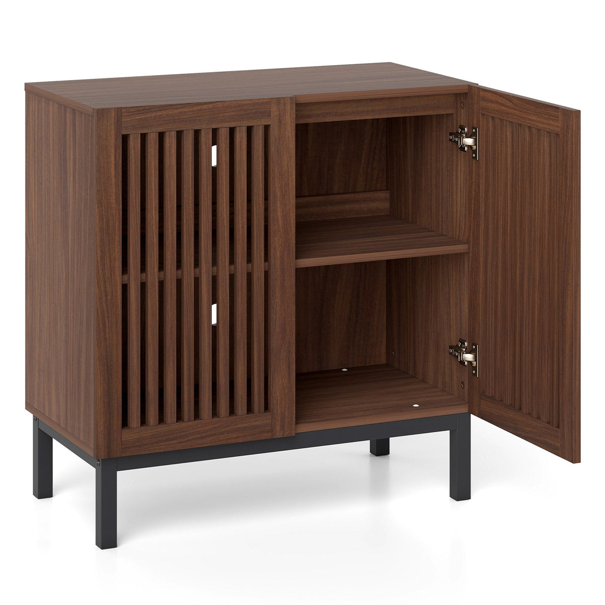 Buffet Cabinet with Storage 32 inches Wooden Sideboard Coffee Bar Station-Walnut