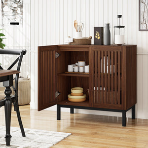 Buffet Cabinet with Storage 32 inches Wooden Sideboard Coffee Bar Station-Walnut view 2
