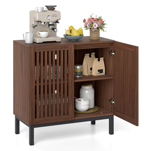 Buffet Cabinet with Storage 32 inches Wooden Sideboard Coffee Bar Station-Walnut view 4
