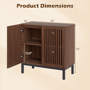 Buffet Cabinet with Storage 32 inches Wooden Sideboard Coffee Bar Station-Walnut view 5