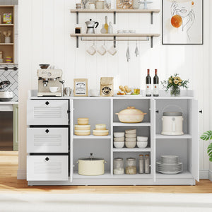 Buffet Cabinet with Storage Modern Sideboard Cabinet with 3 Doors-White view 3