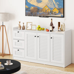 Buffet Cabinet with Storage Modern Sideboard Cabinet with 3 Doors-White view 6