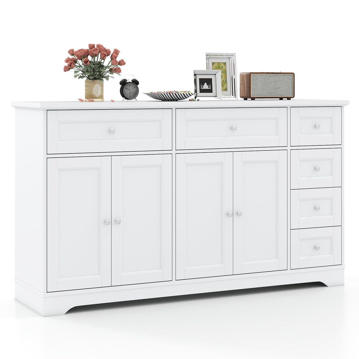 Buffet Sideboard 59 inches Modern Coffee Bar Station Console Table-White view 4