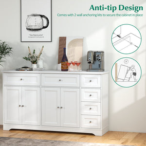 Buffet Sideboard 59 inches Modern Coffee Bar Station Console Table-White view 9