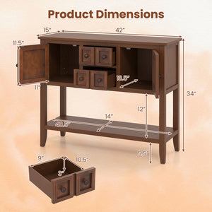 Buffet Sideboard Cabinet with 2 Doors and 2 Drawers-Brown view 5
