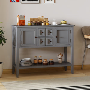 Buffet Sideboard Cabinet with 2 Doors and 2 Drawers-Gray view 2