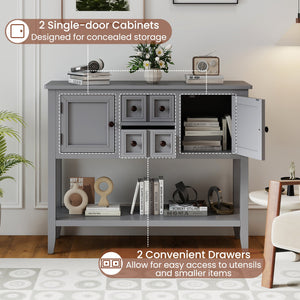 Buffet Sideboard Cabinet with 2 Doors and 2 Drawers-Gray view 8