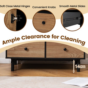 Buffet Sideboard Mid Century Modern Storage Cabinet with 4 Drawers and Open Compartment-Black view 9