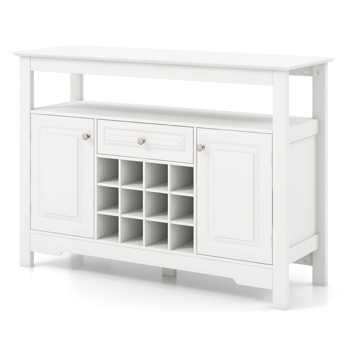 Buffet Sideboard Wine Liquor Coffee Bar Cabinet with Removable Wine Rack-White view 4