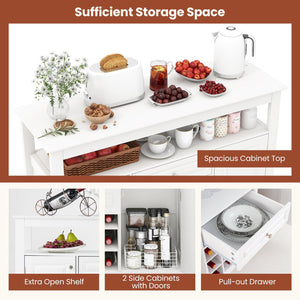 Buffet Sideboard Wine Liquor Coffee Bar Cabinet with Removable Wine Rack-White view 8