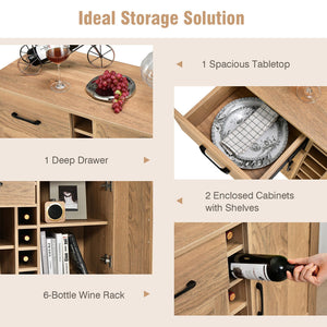 2-Door Buffet Sideboard with 6-Bottle Wine Rack Drawer view 9