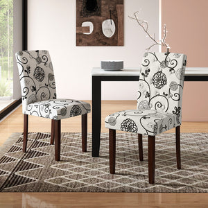 Button Tufted Fabric Upholstered Wooden Dining Chair Set of 2 with High Curved Back-Beige view 3