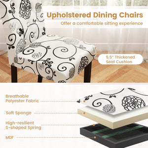 Button Tufted Fabric Upholstered Wooden Dining Chair Set of 2 with High Curved Back-Beige view 8