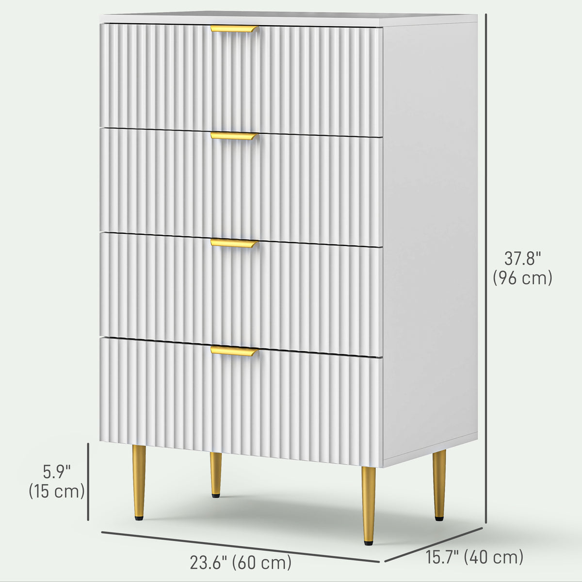 Modern Chest of Drawers 4 Drawer Dresser for Bedroom with Gold Legs and Handles, Black – view 9