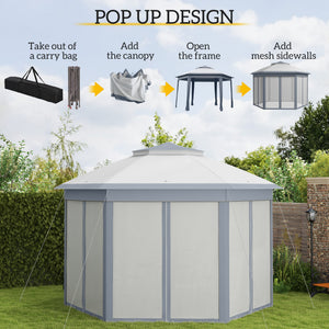 13' x 13' Pop Up Canopy Tent with Netting and Carry Bag, Instant Sun Shelter, Coffee and Beige – view 10