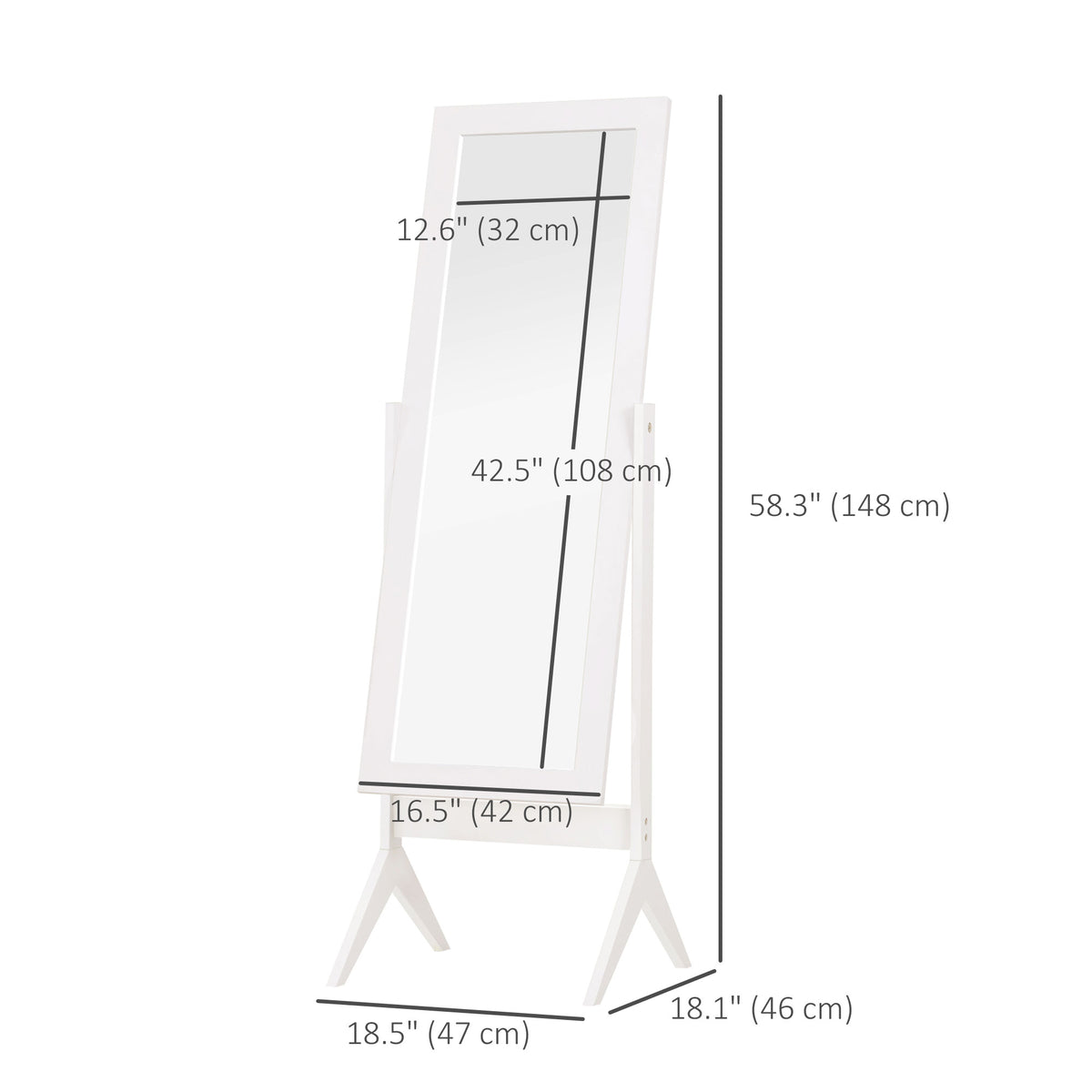 Full Length Mirror, Free Standing Full Body Mirror with Rectangular Frame – view 9