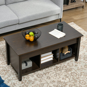Lift Top Coffee Table, Modern Center Table with Storage Shelves and Hidden Compartment for Living Room – view 6
