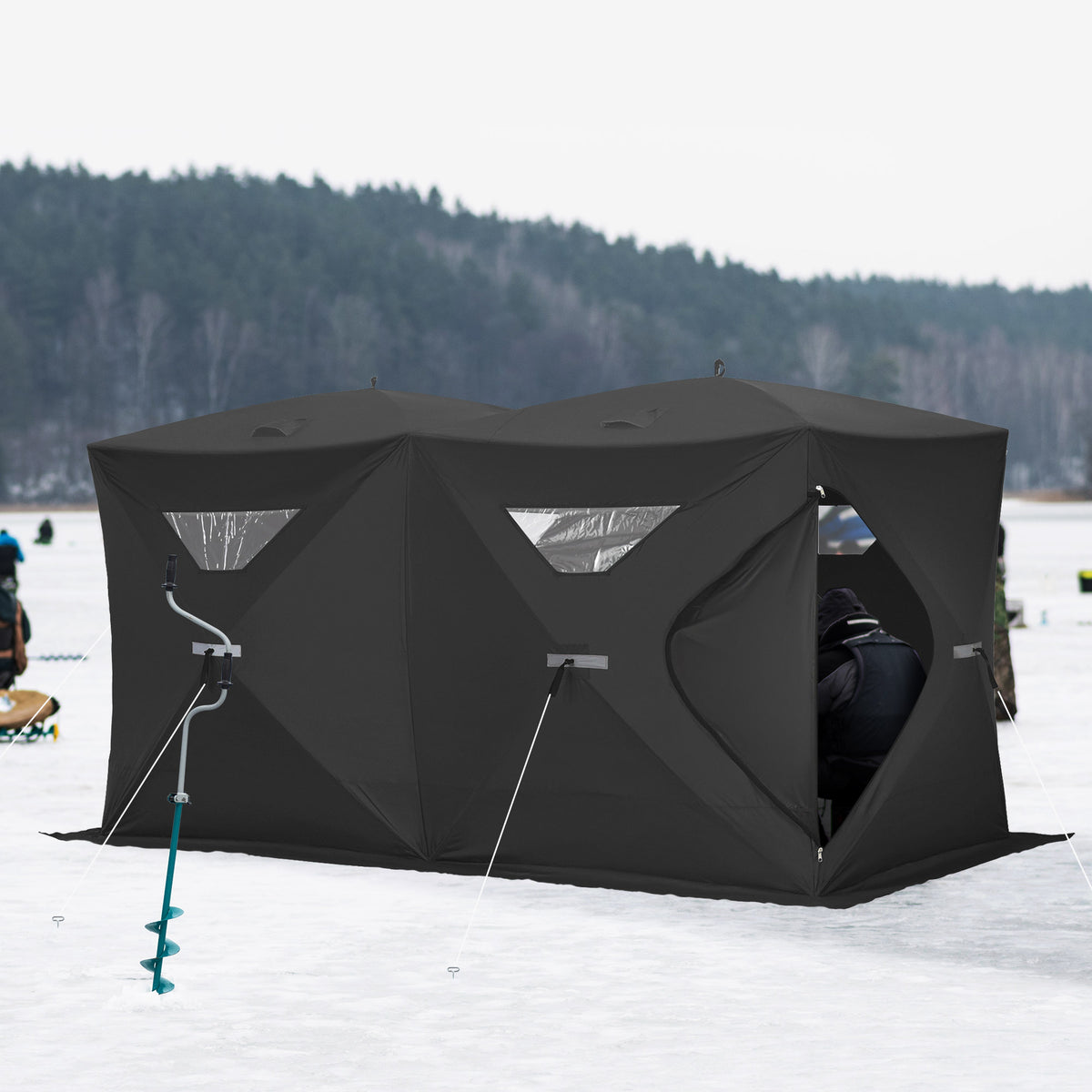 5-8 Person Pop-up Ice Fishing Shelter, Portable Ice Fishing Tent, Blue – view 14