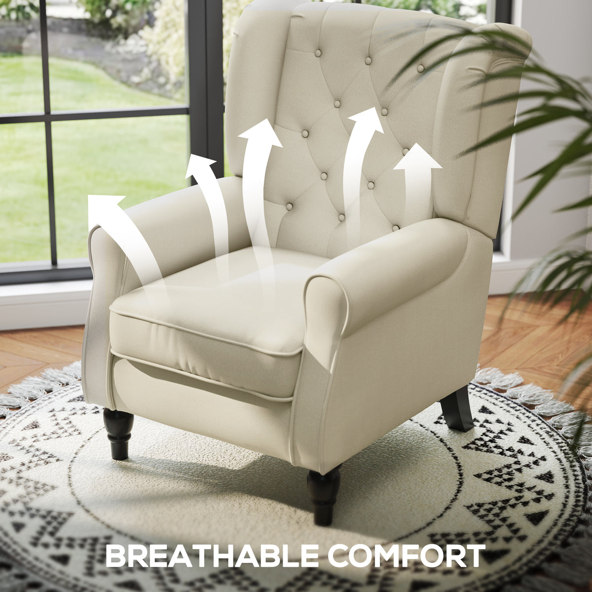 Fabric Accent Chair, Button Tufted Armchair, Upholstered Modern Living Room Chair – view 10