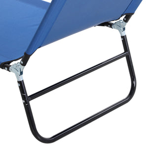 Outdoor Folding Lounge Chair, Steel Tanning Chair with Reclining Back, Breathable Mesh for Beach, Yard, Patio, Green