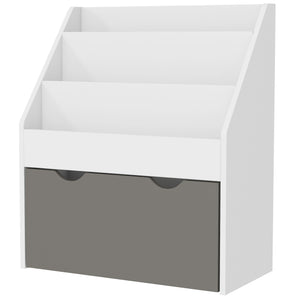 Qaba Kids Bookshelf with 3 Tier Display Shelves, Drawer for Nursery