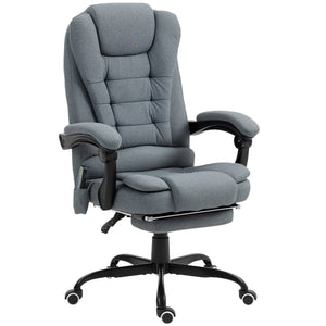 7-Point Vibrating Massage Chair, Reclining Office Chair with Footrest, Reclining Back, Adjustable Height, Grey