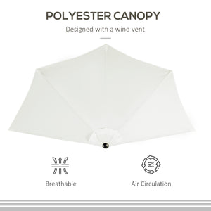 9ft Half Patio Umbrella Round Balcony Umbrella Waterproof Window Sun Shade w/ 5 Ribs Beige