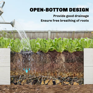 Vinyl Raised Garden Bed Kit, 6.5 x 2 x 1ft Elevated Garden Box with Divider and Open Bottom, Grey Wood Effect