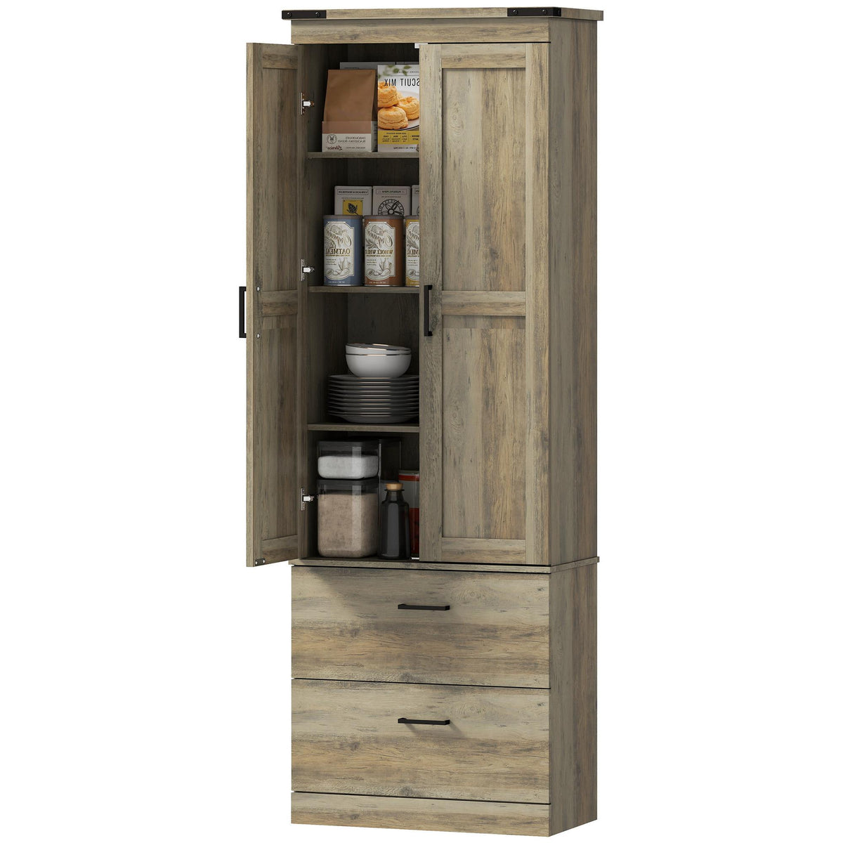 67" Tall Kitchen Pantry Storage Cabinet, Kitchen Pantry Cabinet with Doors, Drawers and Adjustable Shelves – view 22
