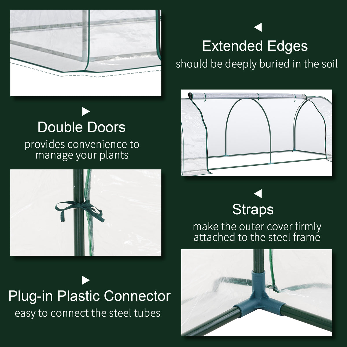 8' x 3' x 2.6' Mini Greenhouse Portable Hot House for Plants with Zippered Doors for Outdoor, Indoor – view 4