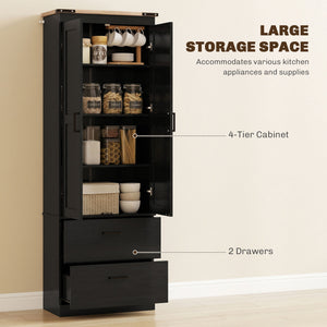67" Tall Kitchen Pantry Storage Cabinet, Kitchen Pantry Cabinet with Doors, Drawers and Adjustable Shelves – view 3