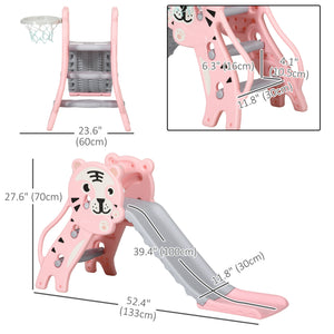 Qaba 3 in 1 Slide for Toddlers, Kids Slide Playset with Basketball Hoop, Climber, for 18-36 Months