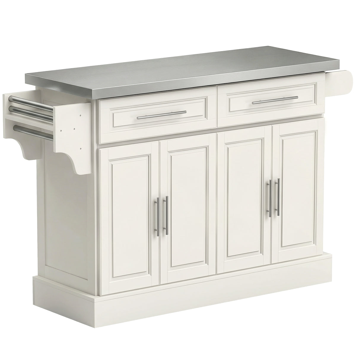 Stainless Steel Kitchen Island with Storage and Stainless Steel Top, Kitchen Trolley with Drawers – view 22