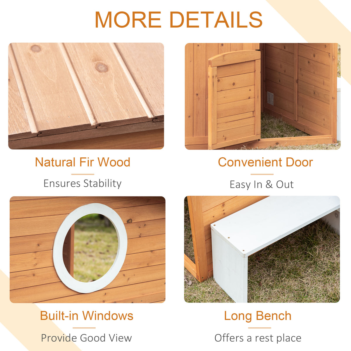 Wooden Outdoor Playhouse for Kids with Working Door, Windows, Mailbox, Bench, Flowers Box and Blackboard, Yellow