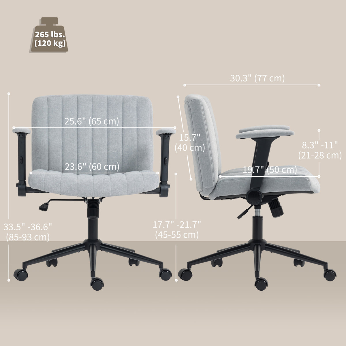 Criss Cross Chair with Flip-up Armrests, Wheels, Wide Office Chair with Adjustable Height, Tilting – view 9
