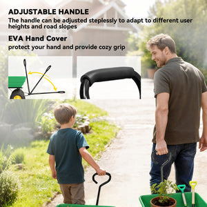 Garden Dump Cart Heavy Duty 440lbs Wagon with Steel Frame and 10'' Pneumatic Tires, Green – view 6
