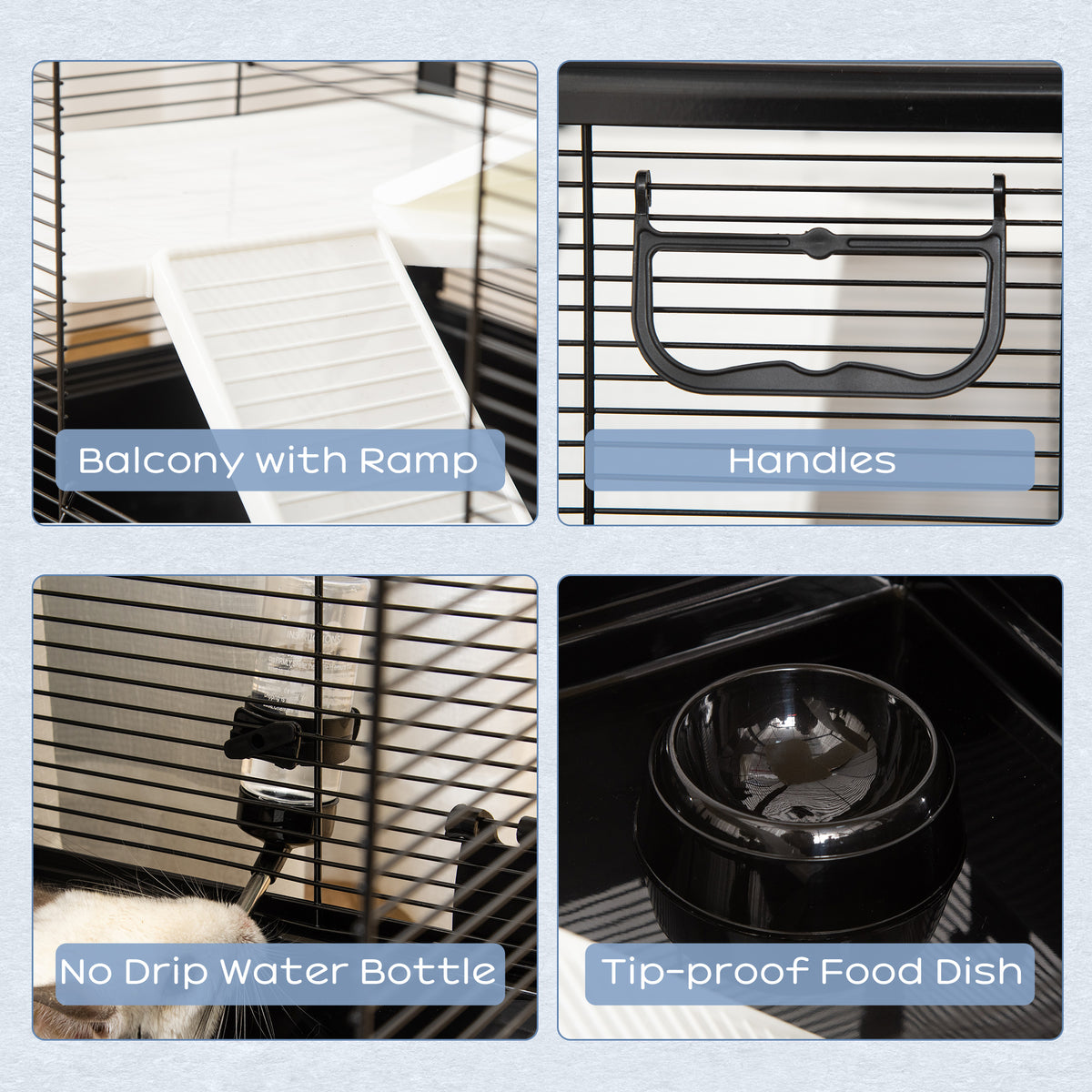 3-tier Hamster Cage, Guinea Pig Cage, Pet Chinchillas Play House Indoor with Accessories Food Dish Water – view 4