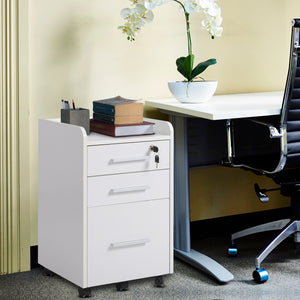 3 Drawer File Cabinet with Lock and Edged Top, Lockable Filing Cabinet on Wheels for Letter and A4 Size – view 7