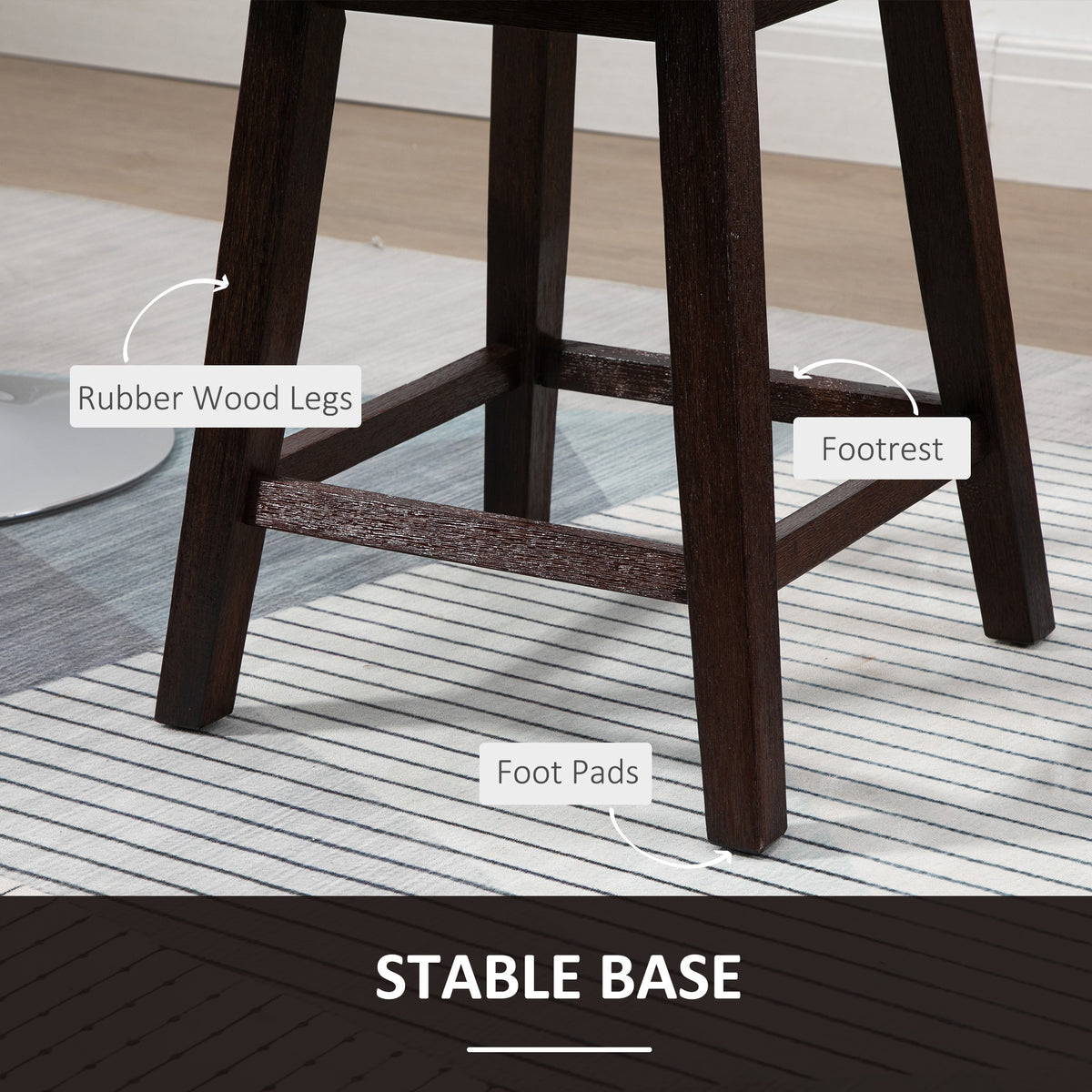 2 Pieces Swivel Bar Stools, Counter Height Stools Set of 2 with Wood Legs and Footrests for Dining Room, Dark Grey