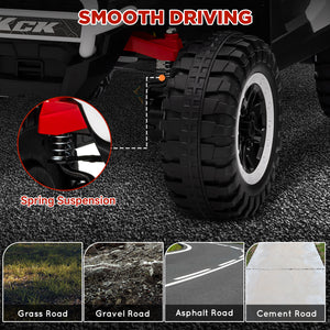 Qaba 2 Seater 24V 7AH Ride on Truck, Electric Car for Kids w/ Spring Suspension, Remote Lights, Horn, Music